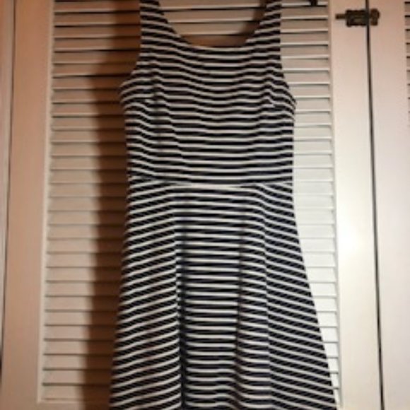 American Eagle Tank with Skater Skirt  Gray and White Striped Sundress - Picture 1 of 7